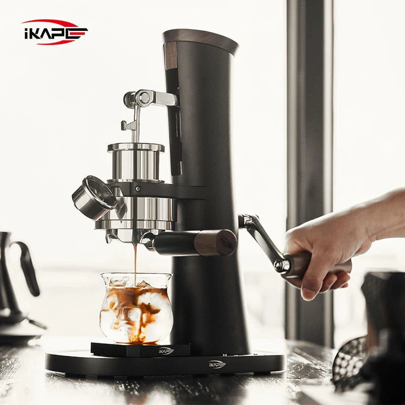 IKAPE Hand-Cranked Manual Coffee Machine Alkaid,No electricity required For E61 58mm Bottomless Portafilter espresso machinne