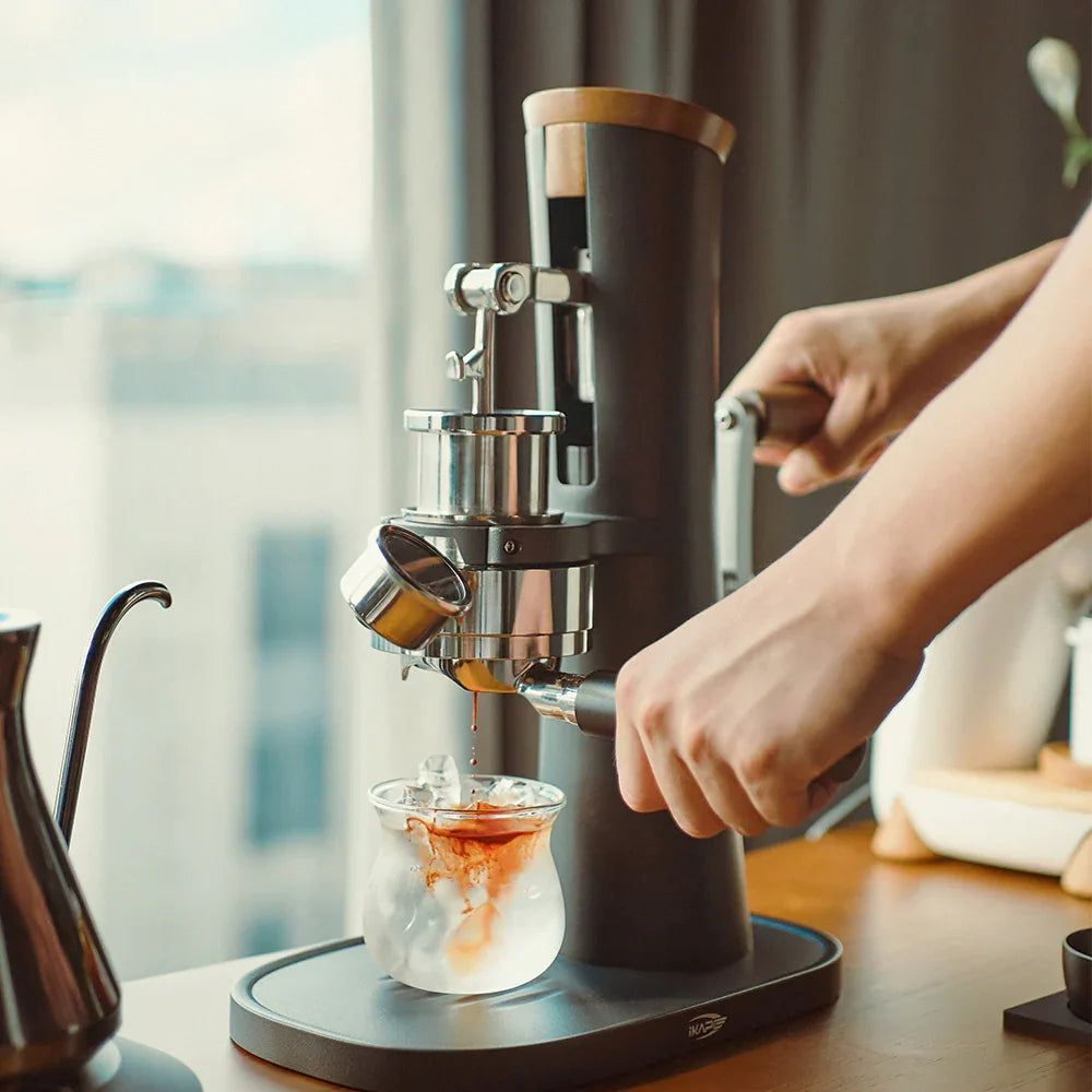 IKAPE Hand-Cranked Manual Coffee Machine Alkaid,No electricity required For E61 58mm Bottomless Portafilter espresso machinne