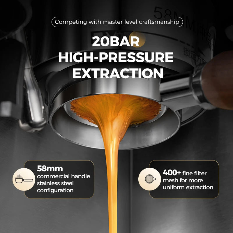 Semi-commercial Cafe 20 Bar Multi-function Semi-automatic Brew System Espresso Coffee Machine With Grinder