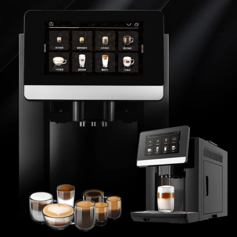 One Touch Bean To Cup 7 Inch 9 Language Automatic Espresso Coffee Maker Cappuccino Latte Hot Water Milk Coffee Built in Grinder