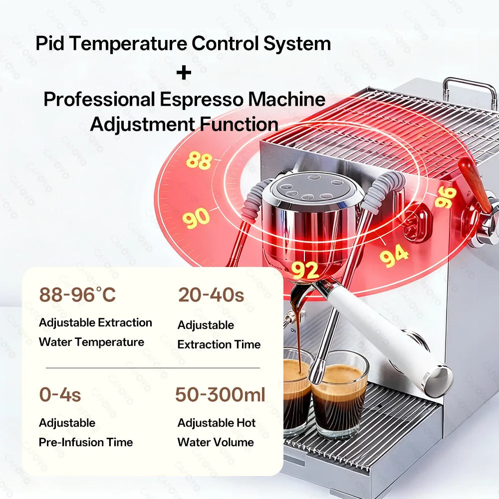 CAFOVO E120 Semi-automatic Espresso Machine ULKA Pump 9Bar OPV System Dual Boiler with OLED Display for Cafe Coffee Maker 220V