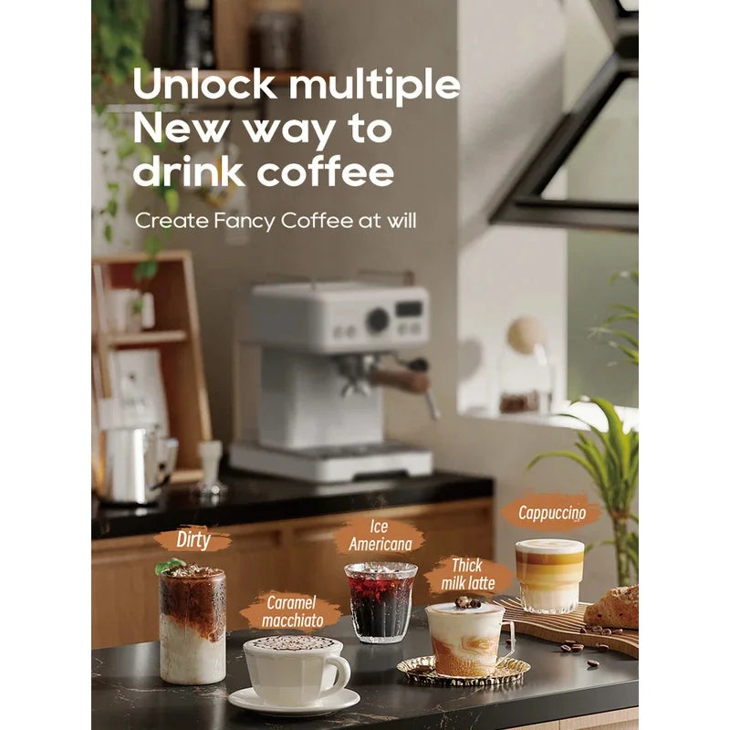 Semi Automatic Espresso Coffee Machine DIY Function 20Bar Pressure Temperature Adjustable For Cappuccino & Latte H10plus