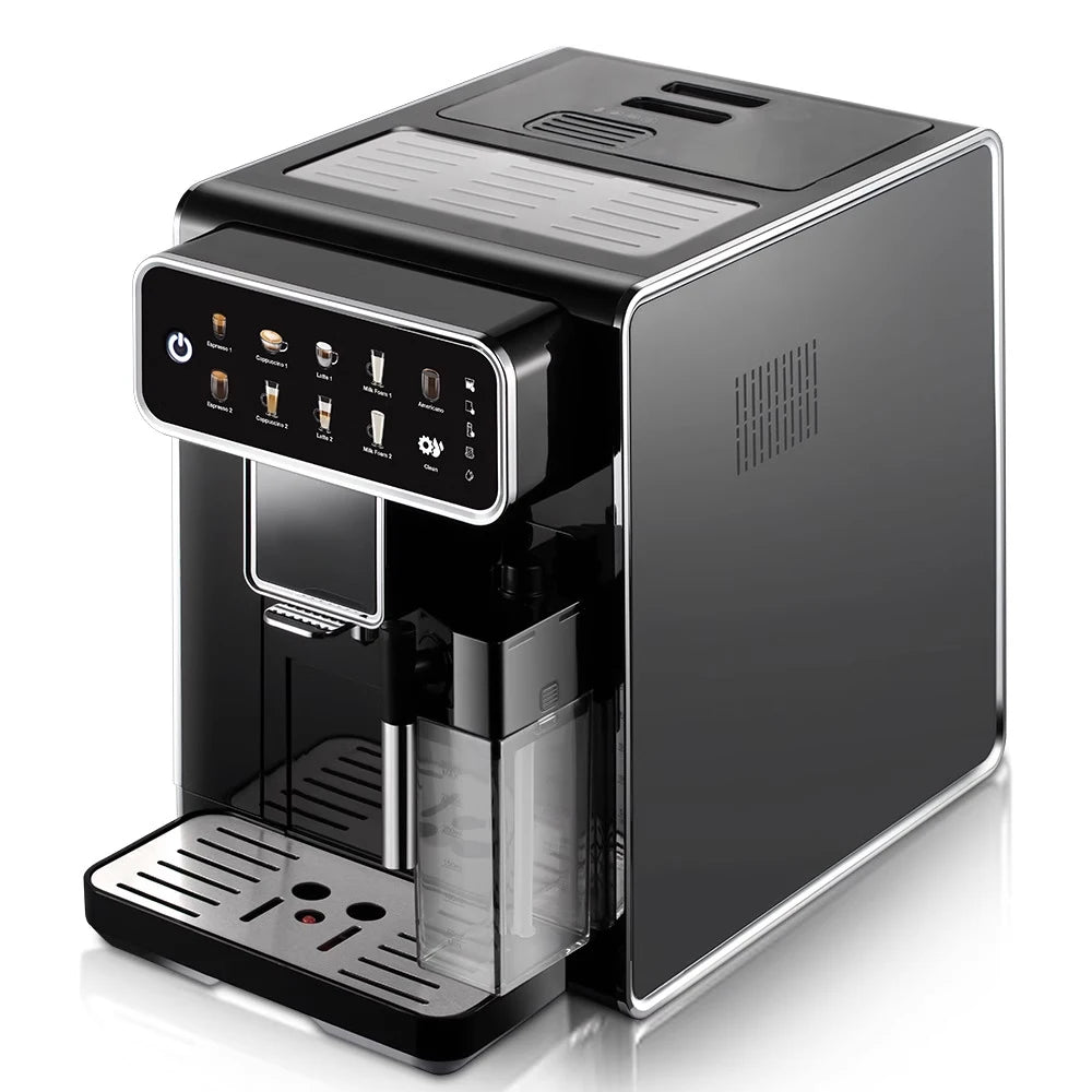 Mcilpoog AM7203 Automatic Espresso Machine ，Built-In Milk Frother & Tank, 7 Coffee Varieties, Touchscreen