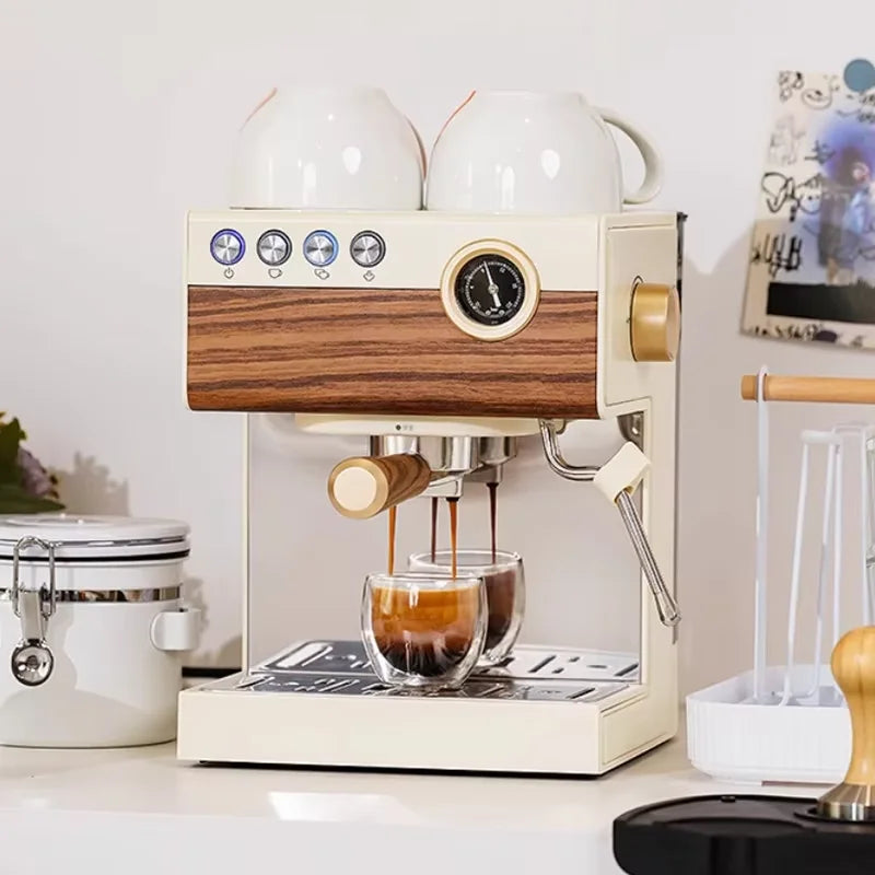 1250W Semi-Automatic Espresso Machine with Steam Wand - Barista-Quality, Compact Home Use, Stainless Steel, Quick Heating,