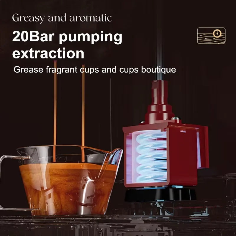 1250W Semi-Automatic Espresso Machine with Steam Wand - Barista-Quality, Compact Home Use, Stainless Steel, Quick Heating,