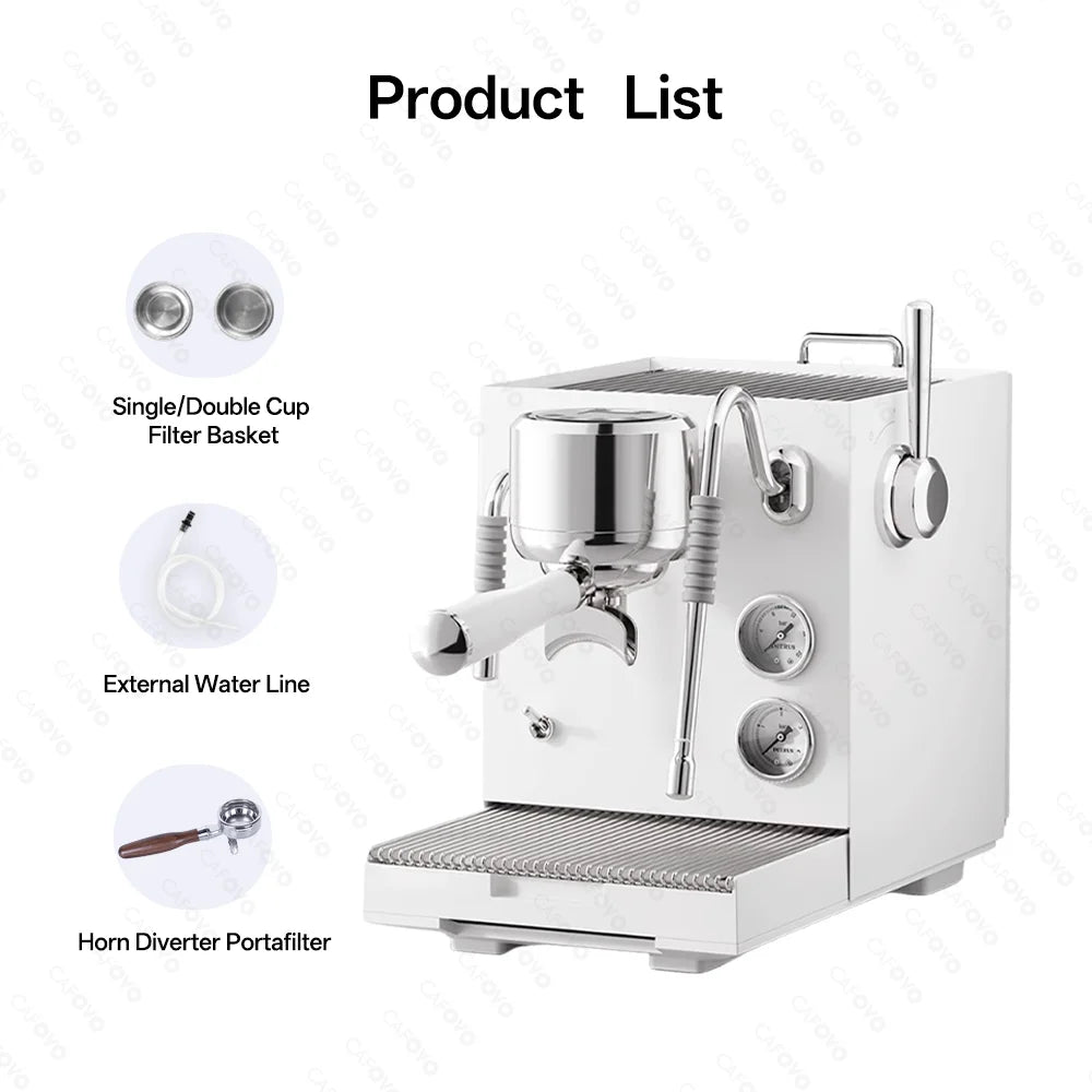 CAFOVO E120 Semi-automatic Espresso Machine ULKA Pump 9Bar OPV System Dual Boiler with OLED Display for Cafe Coffee Maker 220V