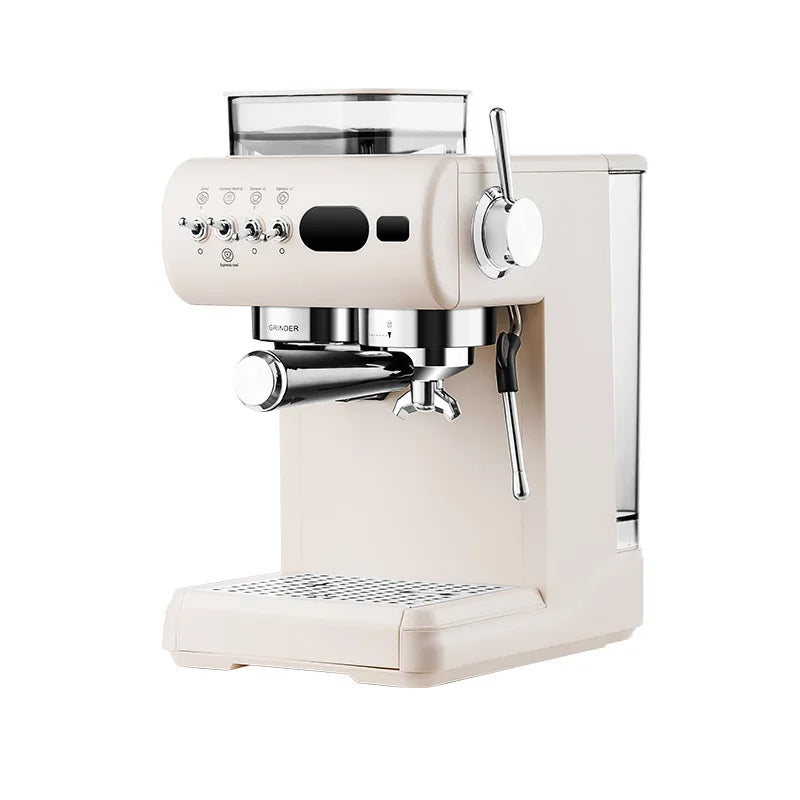 Semi-Automatic Espresso Machine – 20Bar Pressure with Built-in Grinder, Cold & Hot Brew Dual Extraction, Compact for Home Use
