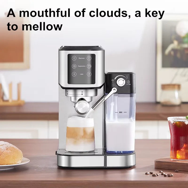 1350W 20Bar Smart Espresso Machine with Built-in Milk Frother - Fully Automatic Digital Touchscreen, Stainless Steel, Quick Heat