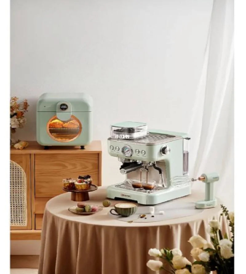 220V Petrus Retro Espresso Coffee Machine Semi Automatic Compact for Home Use with Steam Milk Frother EA