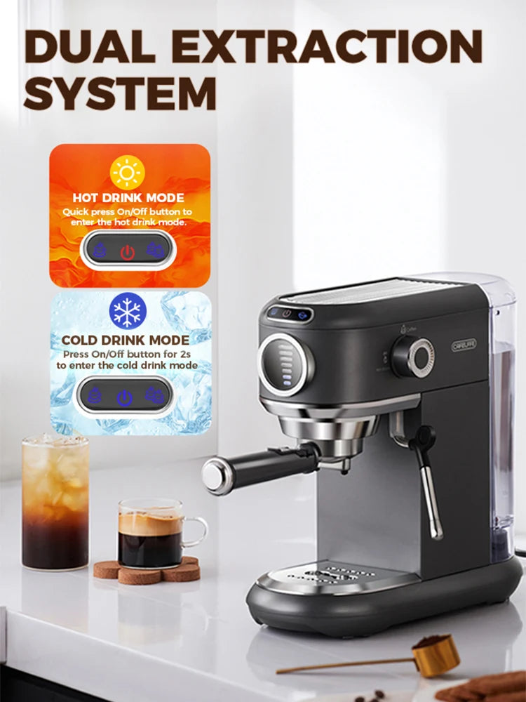 Cafelffe Cappuccino Espresso Machine Inox Semi Automatic Coffee Maker ESE POD&Powder Stainless Steel steam Hot /Cold cafetera