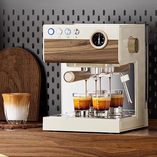 1250W Semi-Automatic Espresso Machine with Steam Wand - Barista-Quality, Compact Home Use, Stainless Steel, Quick Heating,