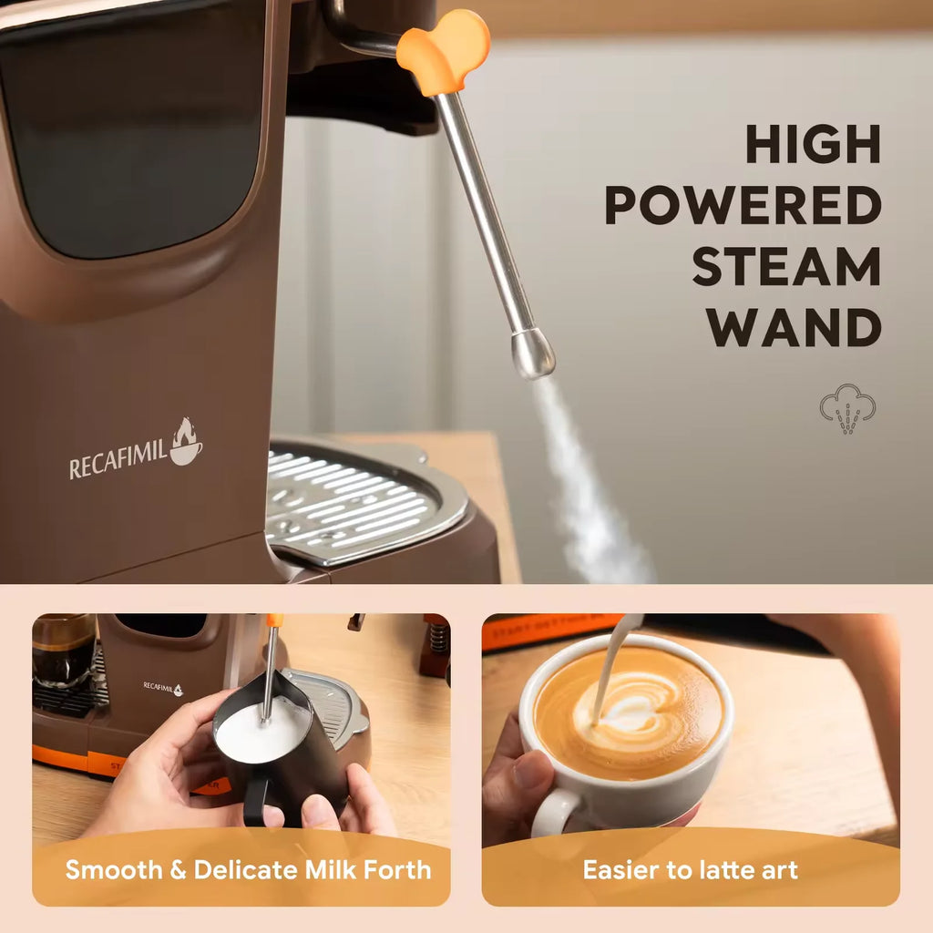 I Cafilas 19 Bar Semi Automatic Espresso Coffee Maker With Grinder Bean For Cappuccino and Latte Milk Frothing System Machine